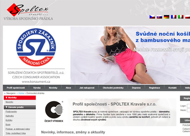 SPOLTEX Kravaře s.r.o. je rodinná společnost, zabývající se výrobou spodního prádla